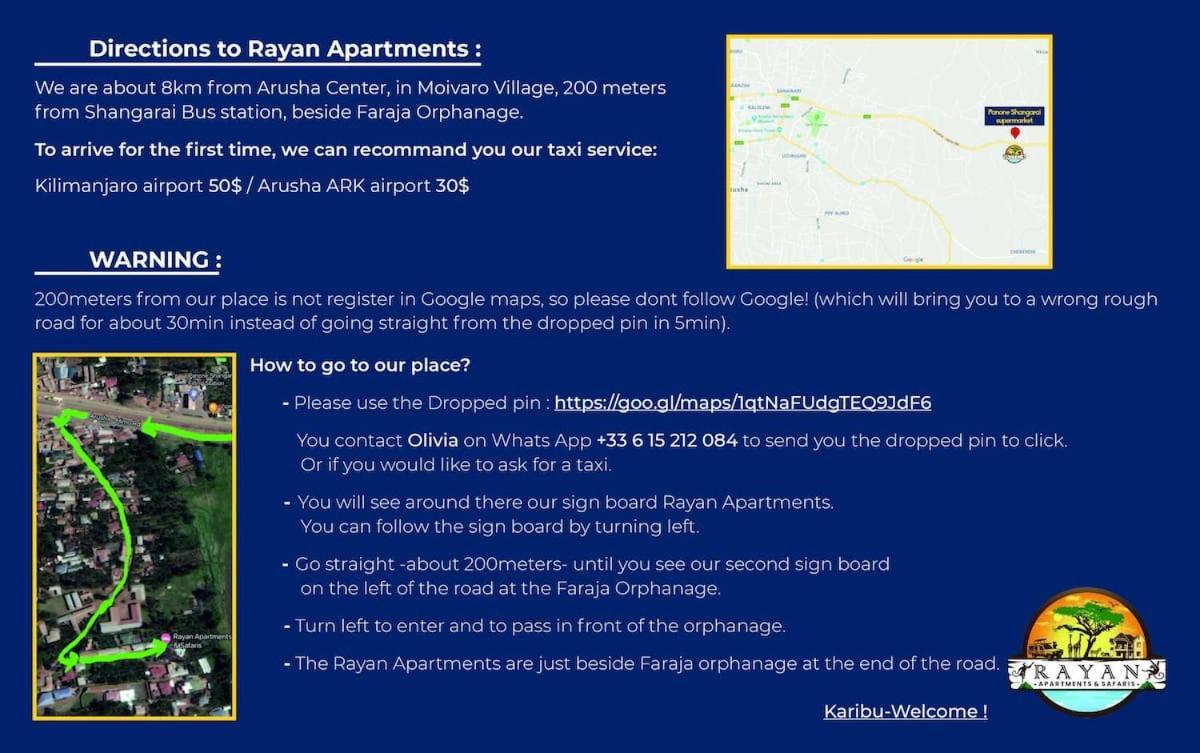 Rayan Apartments & Safaris Arusza Zewnętrze zdjęcie